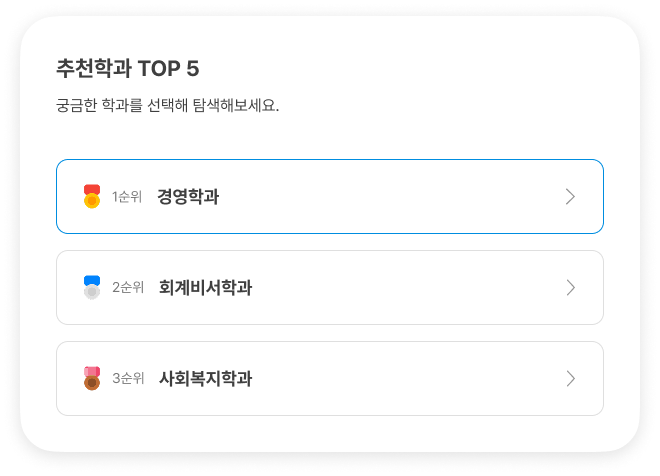 AI가 찾아주는 추천 학과